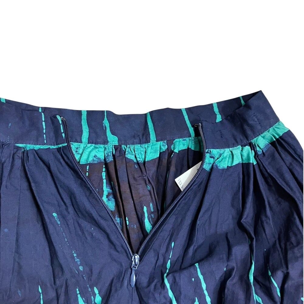 Busayo Abstract Print Skirt XS Blue Knee Length Pleated Boho Artisan - Picture 8 of 9